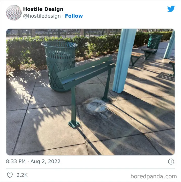 "Hostile Design": This Twitter Account Is Sharing 35 Sad And Infuriating Examples Of Design Against Humanity