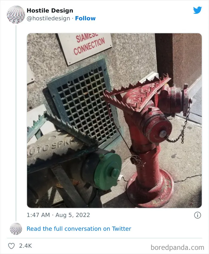 "Hostile Design": This Twitter Account Is Sharing 35 Sad And Infuriating Examples Of Design Against Humanity