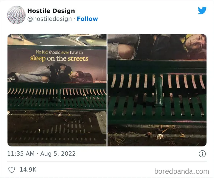 "Hostile Design": This Twitter Account Is Sharing 35 Sad And Infuriating Examples Of Design Against Humanity