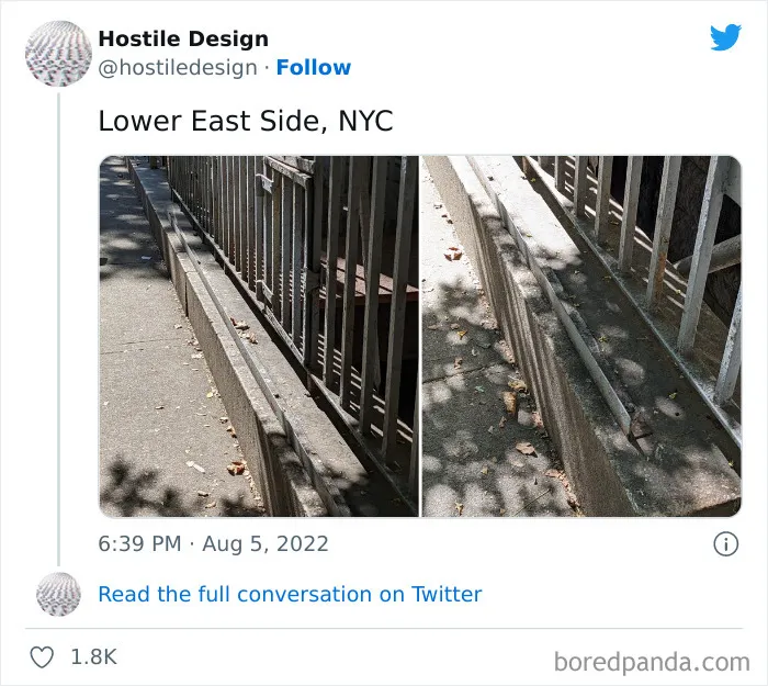 "Hostile Design": This Twitter Account Is Sharing 35 Sad And Infuriating Examples Of Design Against Humanity
