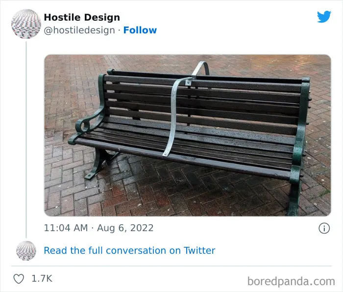 "Hostile Design": This Twitter Account Is Sharing 35 Sad And Infuriating Examples Of Design Against Humanity