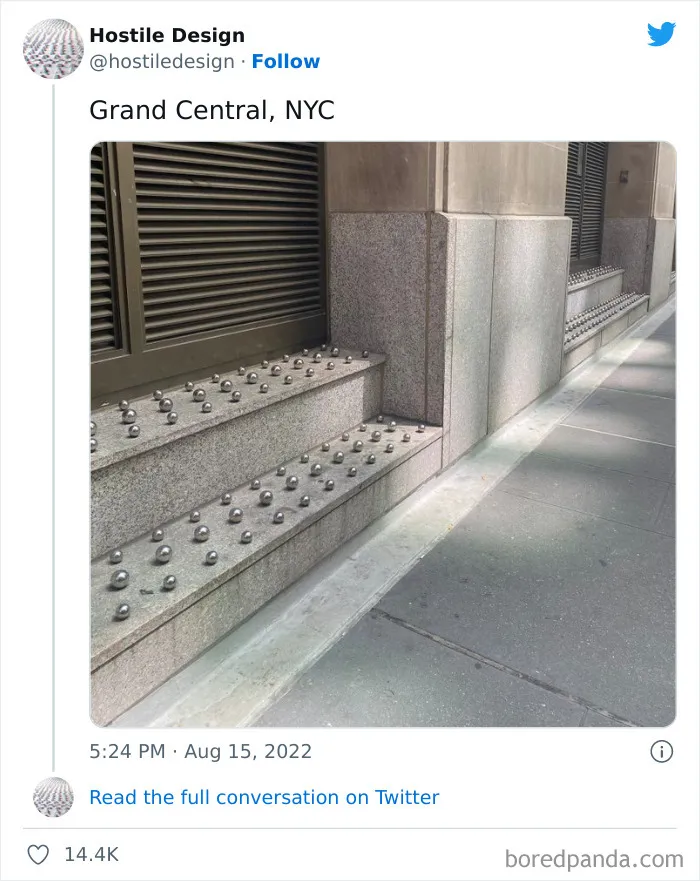 "Hostile Design": This Twitter Account Is Sharing 35 Sad And Infuriating Examples Of Design Against Humanity