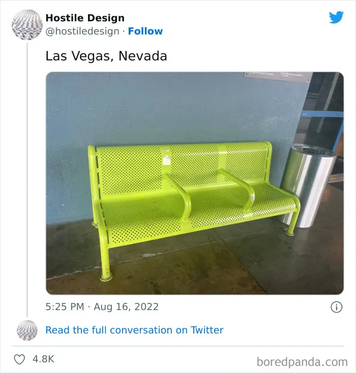 "Hostile Design": This Twitter Account Is Sharing 35 Sad And Infuriating Examples Of Design Against Humanity