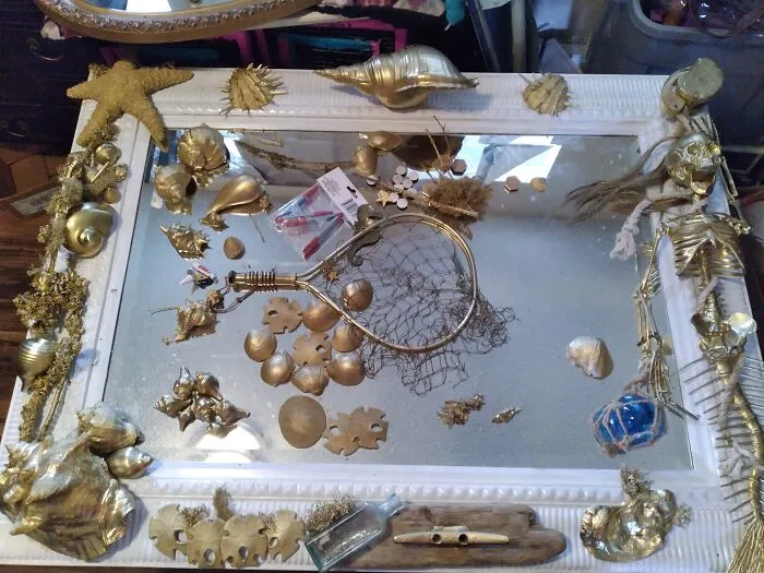Mermaid Skeleton Seashell Mirror