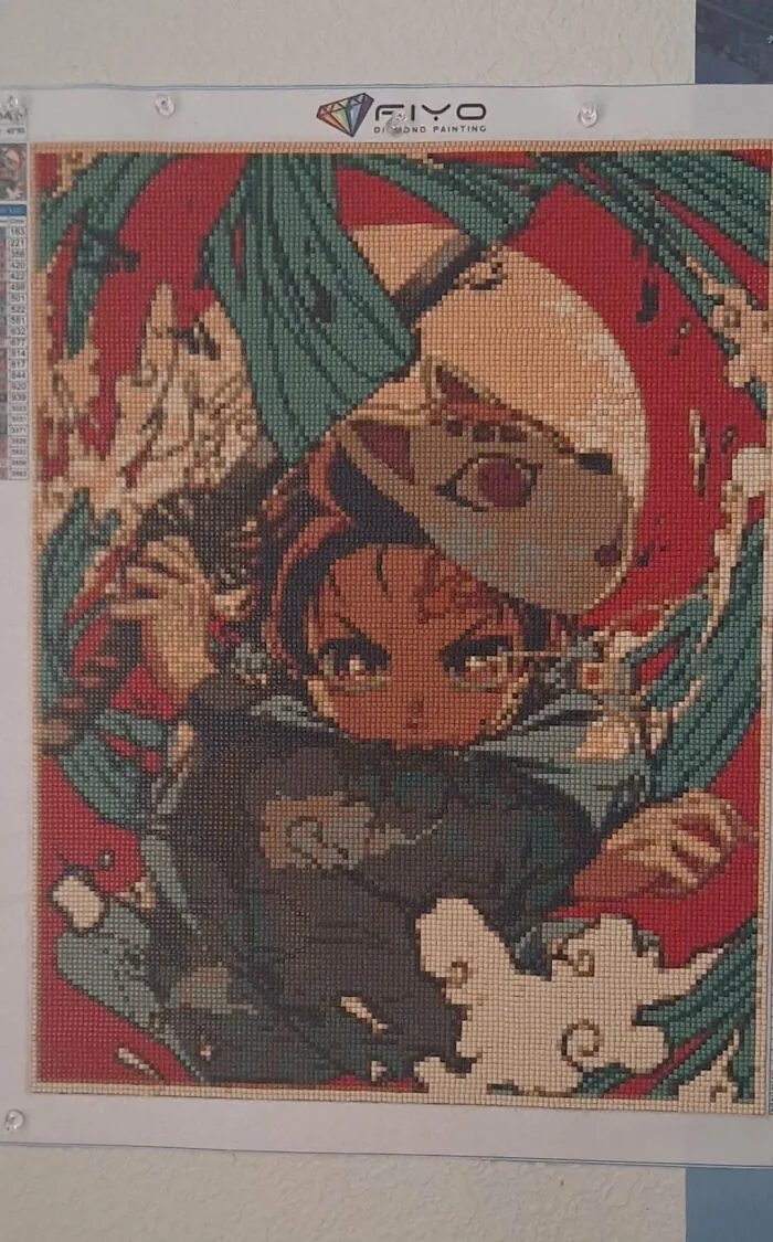 Finishing Up A Demon Slayer Diamond Painting.