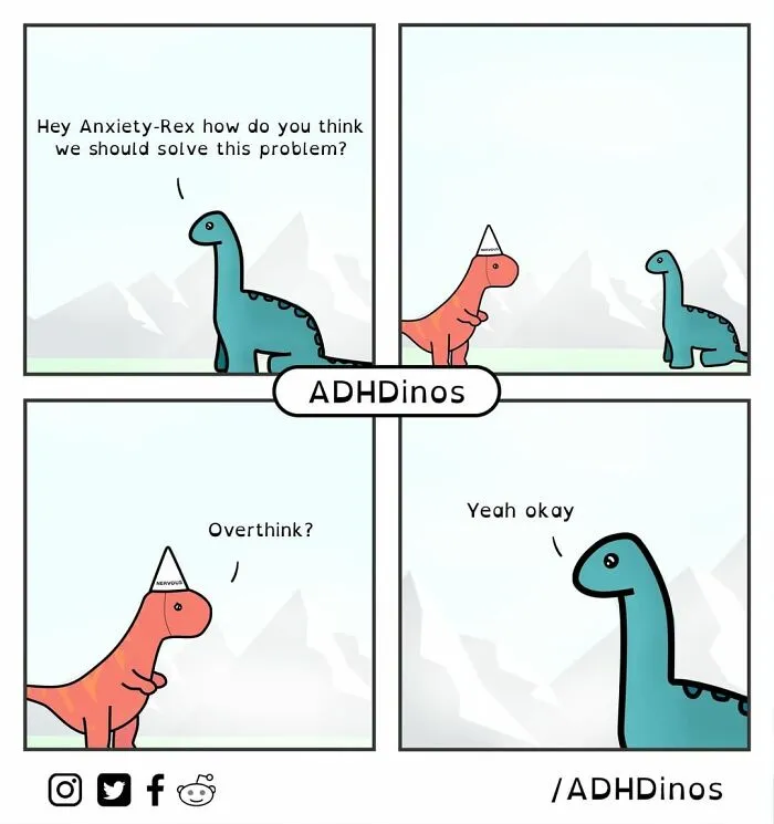 "ADHDinos": 30 Times This Artist Perfectly Captured What Living With ADHD Is Like In His Comics (New Pics)
