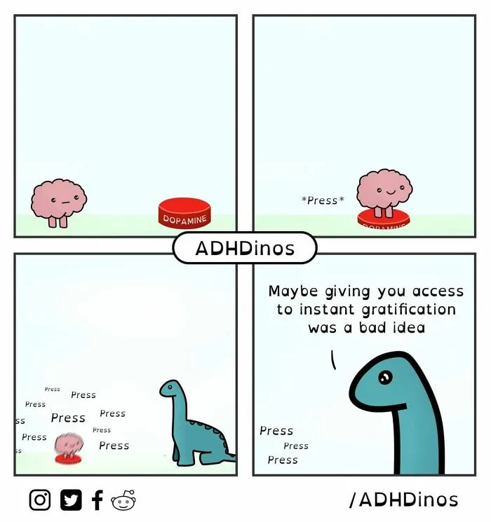 "ADHDinos": 30 Times This Artist Perfectly Captured What Living With ADHD Is Like In His Comics (New Pics)