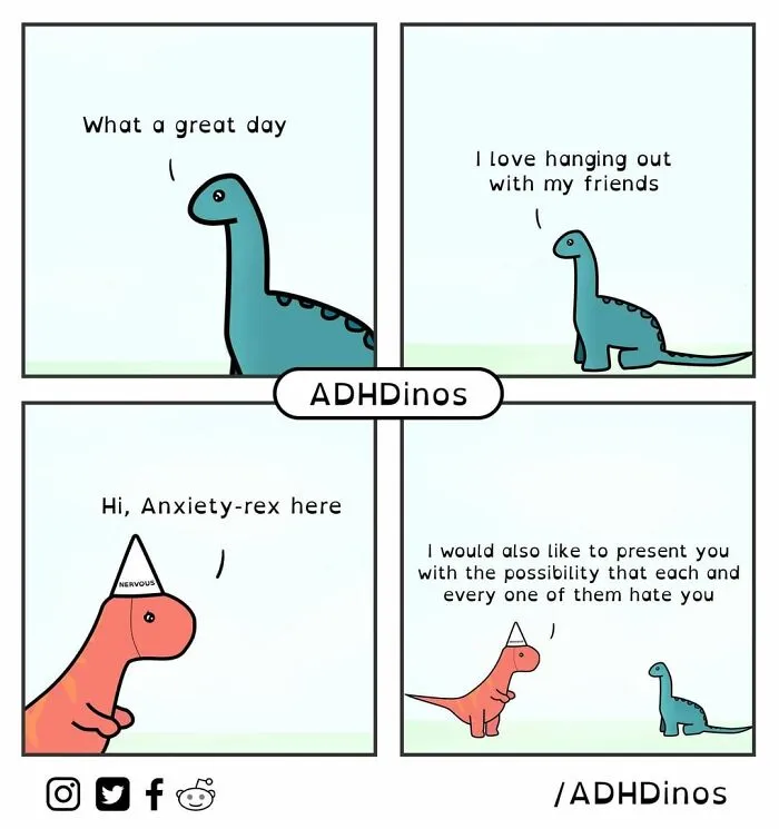 "ADHDinos": 30 Times This Artist Perfectly Captured What Living With ADHD Is Like In His Comics (New Pics)