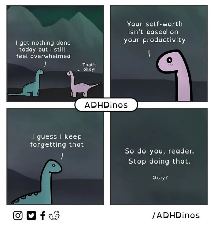 "ADHDinos": 30 Times This Artist Perfectly Captured What Living With ADHD Is Like In His Comics (New Pics)