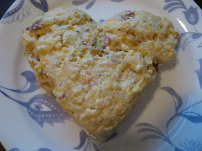 Bacon, Cheddar Cheese, And Green Onion Scone. Heart Shape Was A Happy Accident