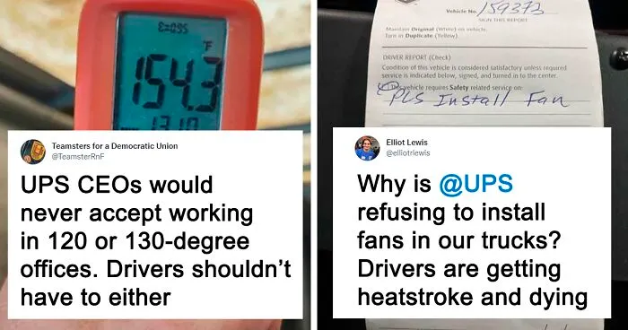 "120+ Temperatures": UPS Drivers Demand Change After Showing Heat Levels In Their Trucks