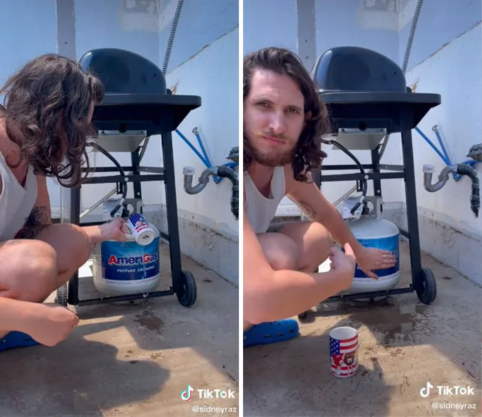 You Can Check The Level Of Your Grill's Propane Tank By Pouring Hot Water On It
