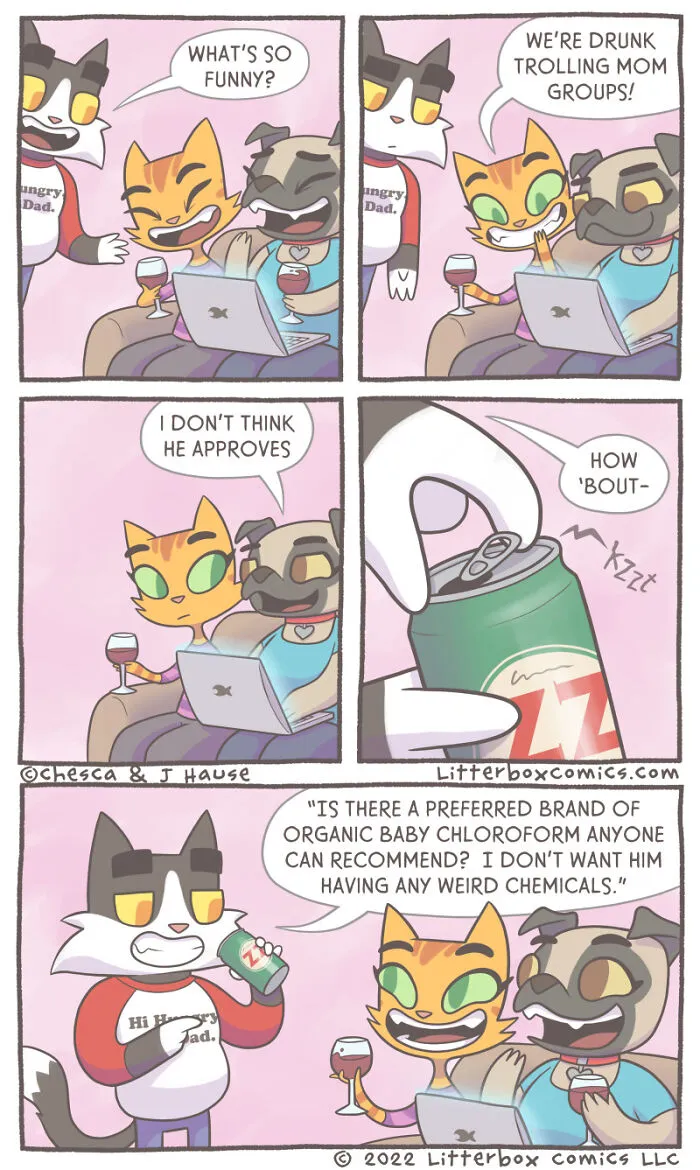 I Illustrate My Experience As A Modern-Day Parent In 30 Comics With A Feline Twist (New Pics)