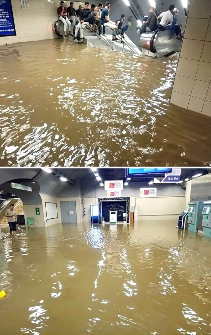 Algeria, Les Fusillés Metro Station This Evening. After The Torrential Rains