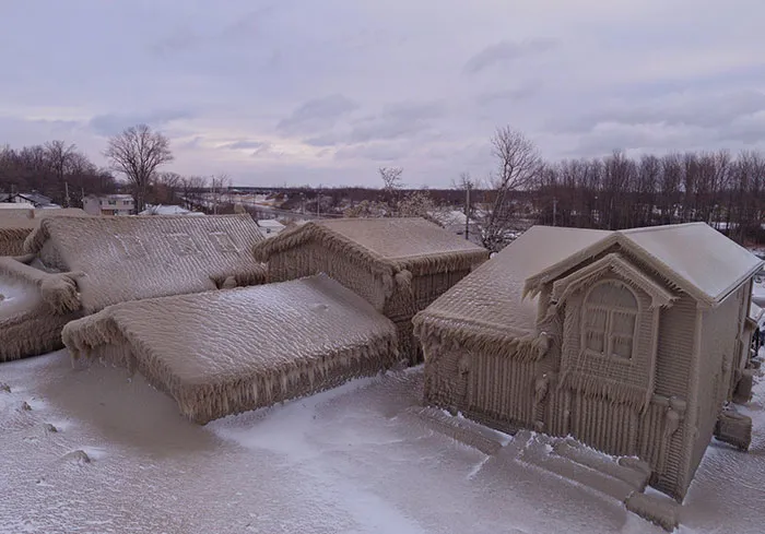 Welcome To Narnia:  Two Days Of Gale Force Winds Along Lake Erie Have Iced Over Many Of The Homes Along The Beach In Hamburg, NY