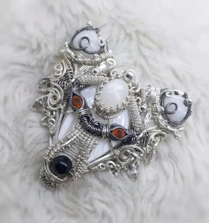 I Am A Wire Wrapper! This Is My Latest Pendant, A Marble Fox Head. No Heat, No Glue, No Power Tools, Just A Pair Or Pliers And Wires Wrapped Around Other Wires