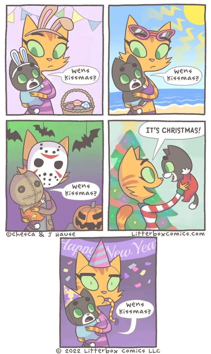 I Illustrate My Experience As A Modern-Day Parent In 30 Comics With A Feline Twist (New Pics)