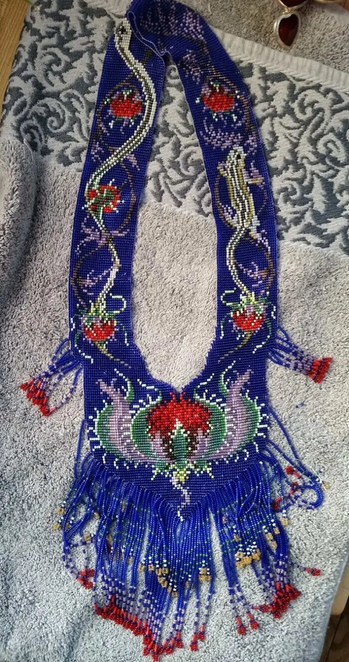 I Still Have To Work On The Fringe A Bit.  Woven Seed Bead Necklace. Took Me 9 Months, Every Day.