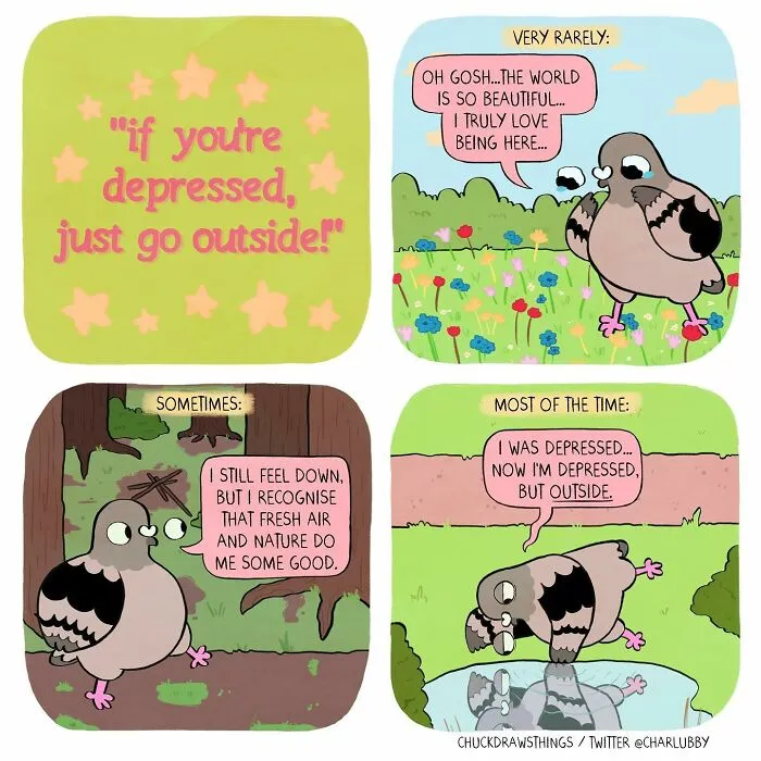 Artist Portrays How Life Looks When You Have Depression And Anxiety Through These 30 Relatable Comics Featuring A Cartoon Pigeon