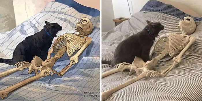 30 Of The Funniest Internet-Famous Cat Pics Get Illustrated By Catwheezie (New Pics)