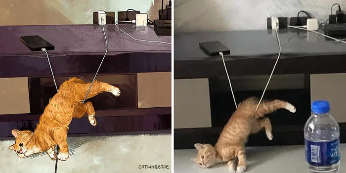 30 Of The Funniest Internet-Famous Cat Pics Get Illustrated By Catwheezie (New Pics)