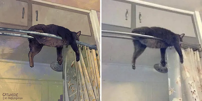 30 Of The Funniest Internet-Famous Cat Pics Get Illustrated By Catwheezie (New Pics)