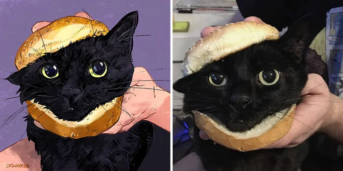 30 Of The Funniest Internet-Famous Cat Pics Get Illustrated By Catwheezie (New Pics)