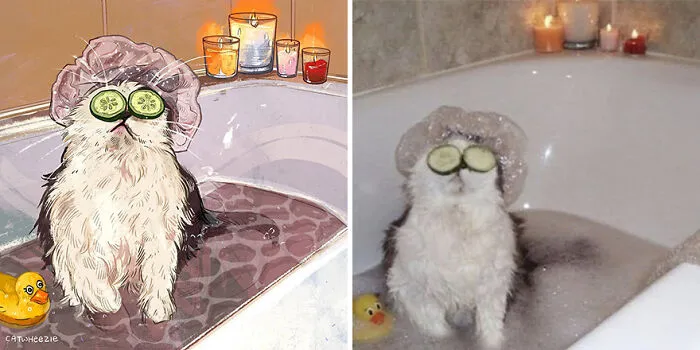 30 Of The Funniest Internet-Famous Cat Pics Get Illustrated By Catwheezie (New Pics)