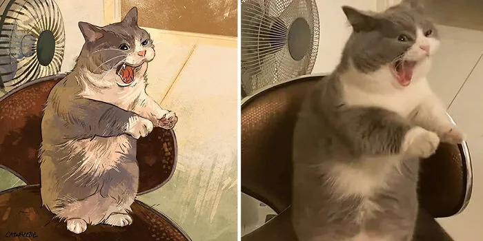 30 Of The Funniest Internet-Famous Cat Pics Get Illustrated By Catwheezie (New Pics)