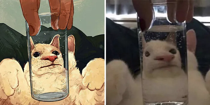 30 Of The Funniest Internet-Famous Cat Pics Get Illustrated By Catwheezie (New Pics)