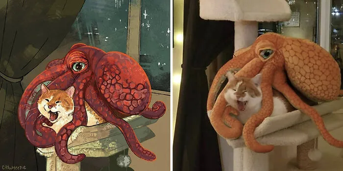 30 Of The Funniest Internet-Famous Cat Pics Get Illustrated By Catwheezie (New Pics)