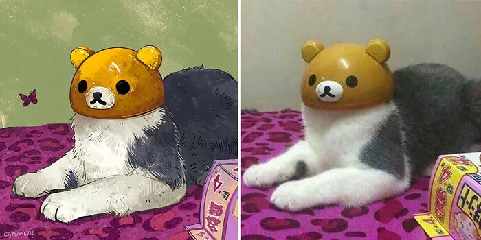 30 Of The Funniest Internet-Famous Cat Pics Get Illustrated By Catwheezie (New Pics)