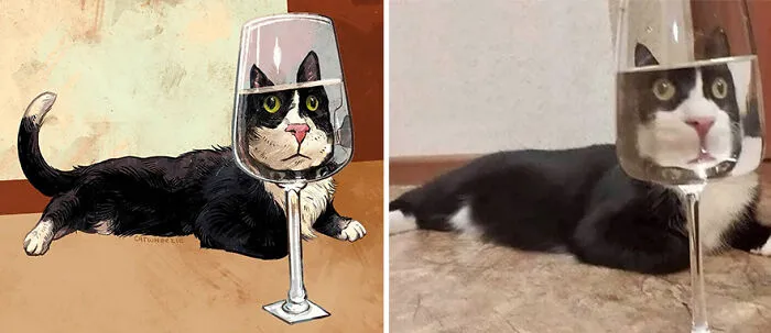 30 Of The Funniest Internet-Famous Cat Pics Get Illustrated By Catwheezie (New Pics)