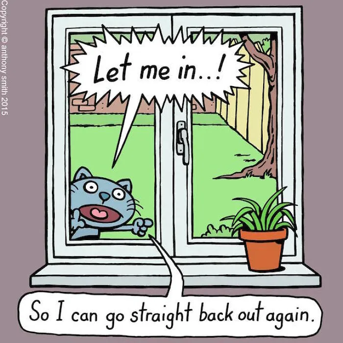 These One-Panel Cat Comics By Anthony Smith Purrfectly Capture What Having A Cat Is Like (40 Pics)