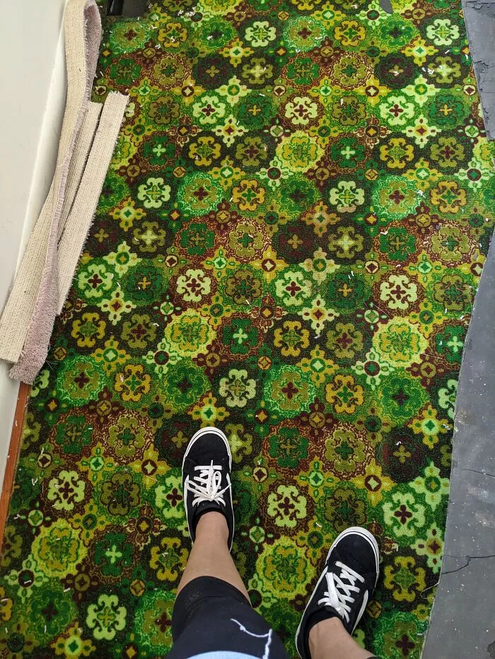 This Interesting Carpet Choice Being Used As Padding Underneath Pink Wall To Wall Carpet