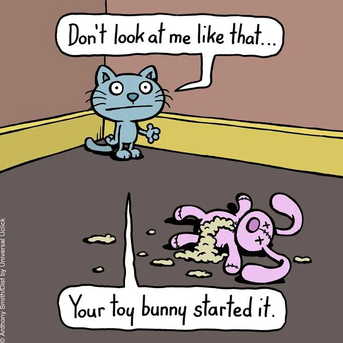 These One-Panel Cat Comics By Anthony Smith Purrfectly Capture What Having A Cat Is Like (40 Pics)
