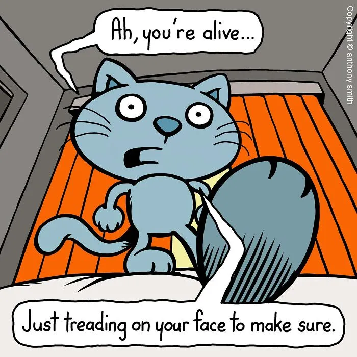 These One-Panel Cat Comics By Anthony Smith Purrfectly Capture What Having A Cat Is Like (40 Pics)