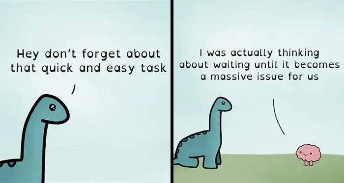 "ADHDinos": 30 Times This Artist Perfectly Captured What Living With ADHD Is Like In His Comics (New Pics)