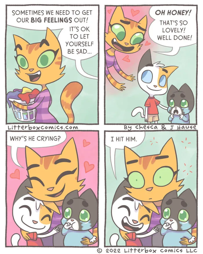 I Illustrate My Experience As A Modern-Day Parent In 30 Comics With A Feline Twist (New Pics)