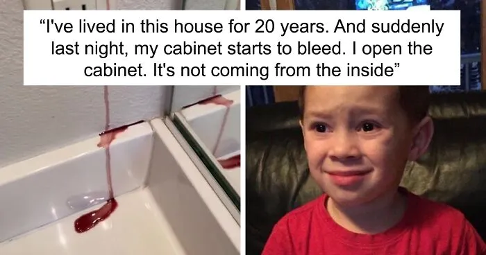 Woman Records Her Efforts To Find Out What Is The Cause Of Her Bathroom Cabinet “Bleeding”, Asks The Internet For Help