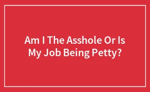 Am I The Asshole Or Is My Job Being Petty?