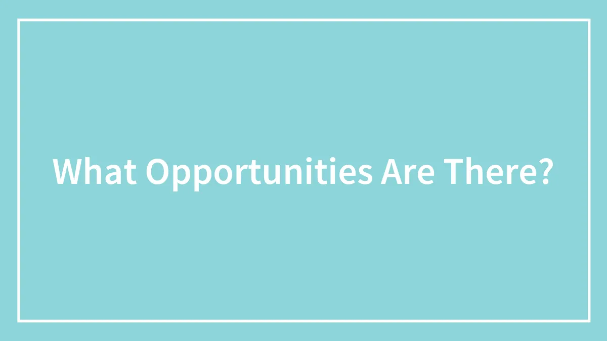 What Opportunities Are There?