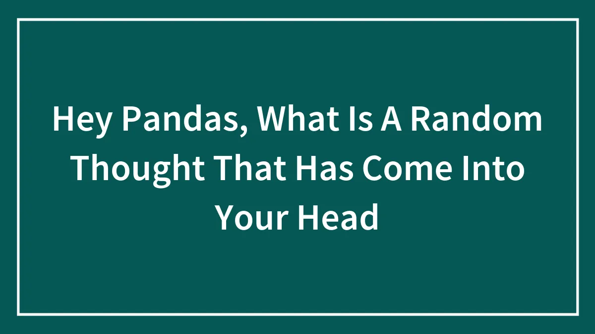 Hey Pandas, What Is A Random Thought That Has Come Into Your Head?
