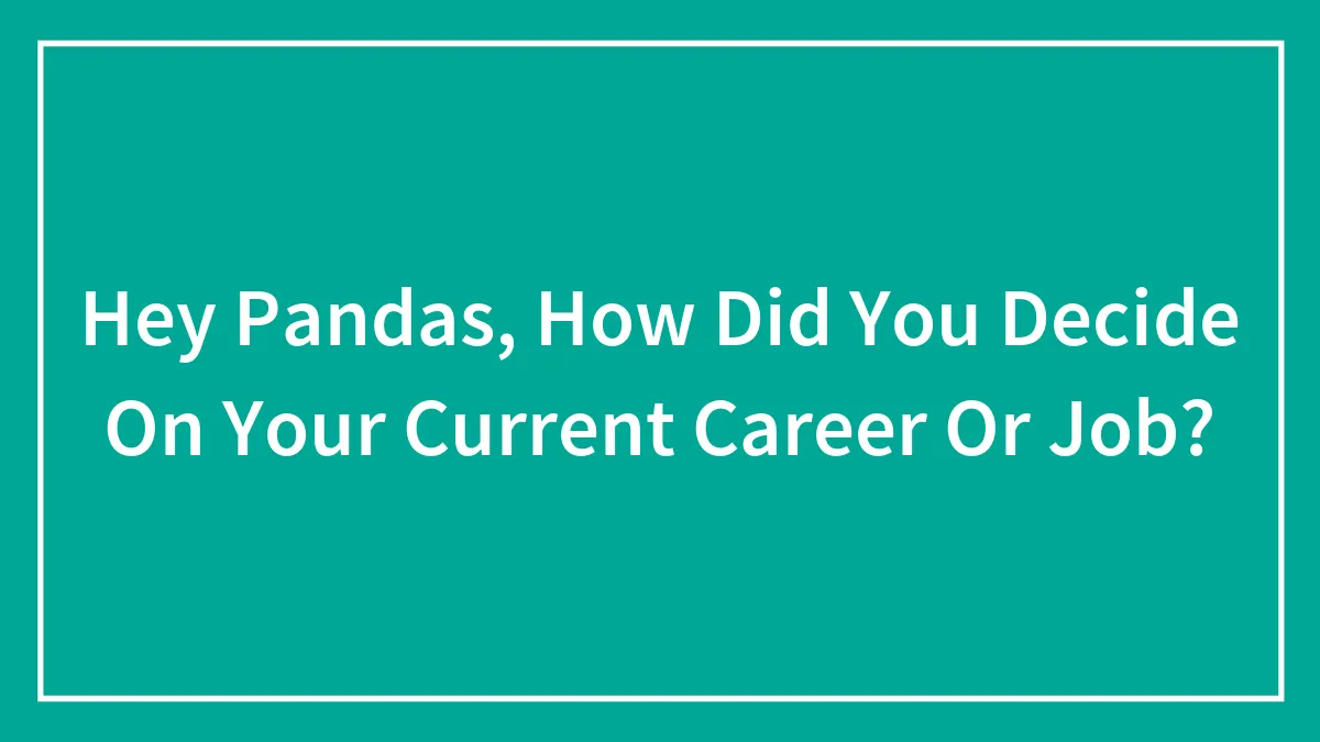 Hey Pandas, How Did You Decide On Your Current Career Or Job?