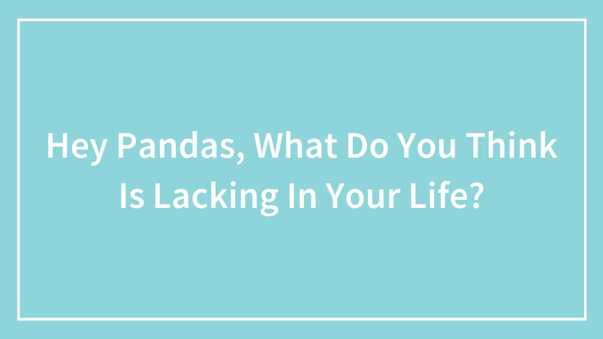 Hey Pandas, What Do You Think Is Lacking In Your Life? (Closed)
