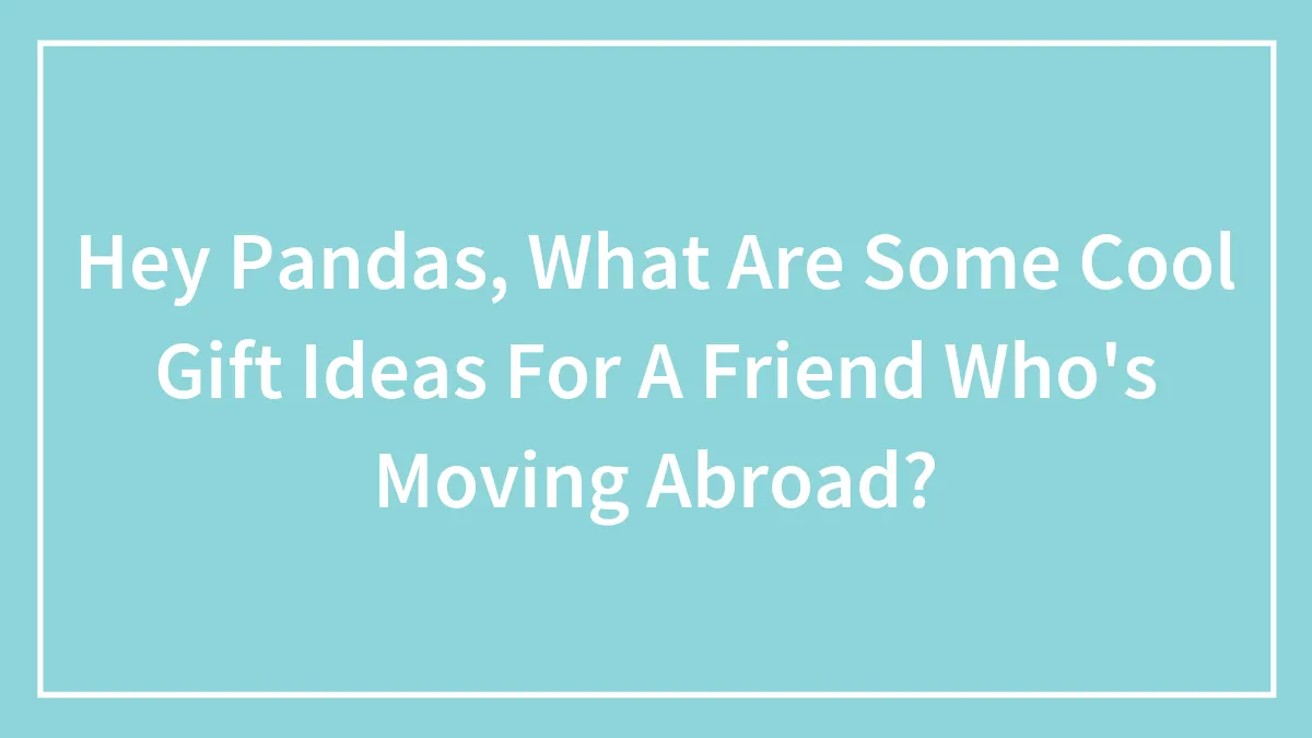 Hey Pandas, What Are Cool Gift Ideas For A Friend Who's Moving Abroad?