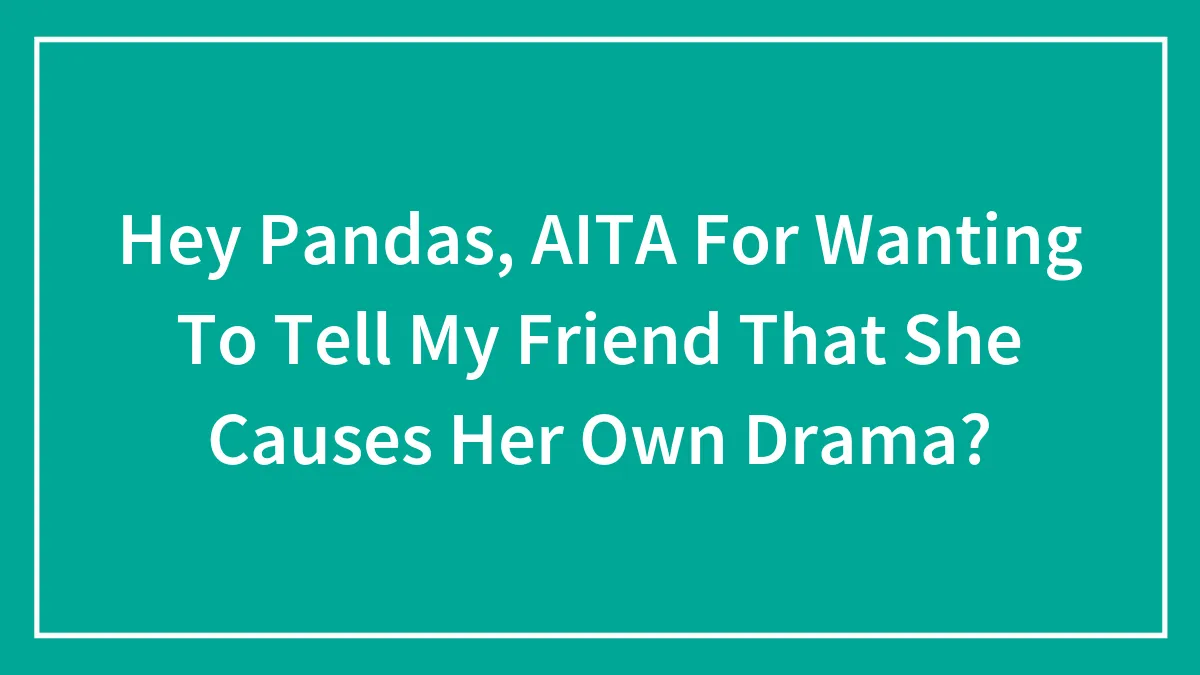 Hey Pandas, AITA For Wanting To Tell My Friend That She Causes Her Own Drama? (Closed)