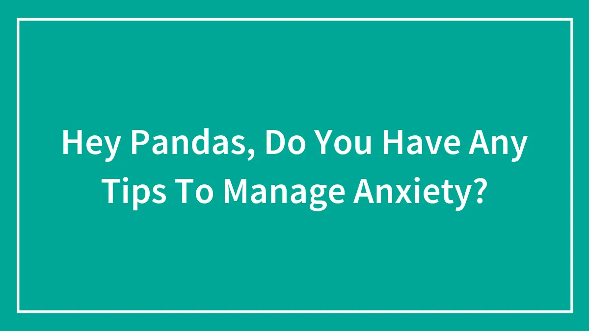 Hey Pandas, Do You Have Any Tips To Manage Anxiety?