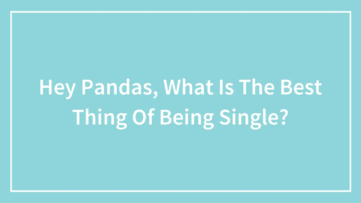 Hey Pandas, What Is The Best Thing Of Being Single? (Closed)