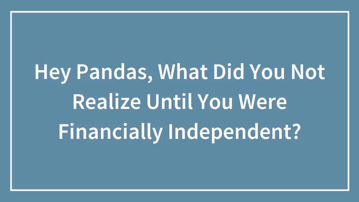 Hey Pandas, What Did You Not Realize Until You Were Financially Independent? (Closed)